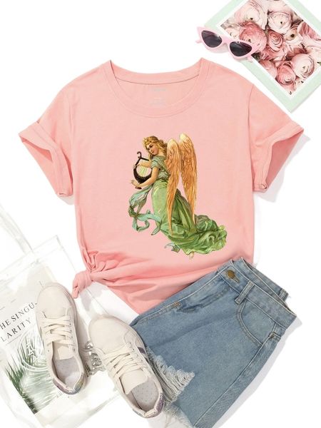 cupid print tee o5v8#, White 
cupid print tee o5v8#, White