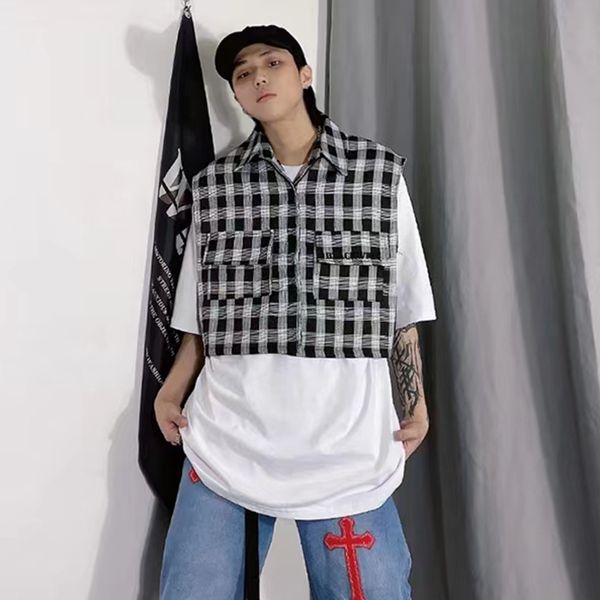letter embroidery patchwork checkered coats vest for men and women color match streetwear casual sleeveless, Black;brown
letter embroidery patchwork checkered coats vest for men and women color match streetwear casual sleeveless, Black;brown