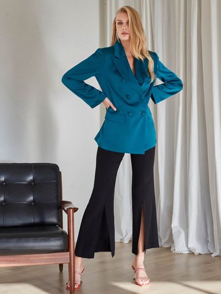 motf premium satin double button blazer 3558#, White
motf premium satin double button blazer 3558#, White