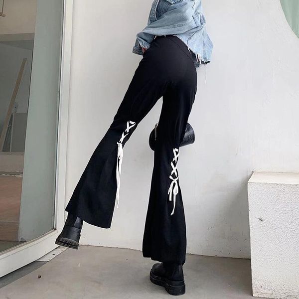 women's pants & capris missme bandage flare split lace up black high waisted wide leg woman gothic harajuku fashion streetwear, Black;white
women's pants & capris missme bandage flare split lace up black high waisted wide leg woman gothic harajuku fashion streetwear, Black;white
