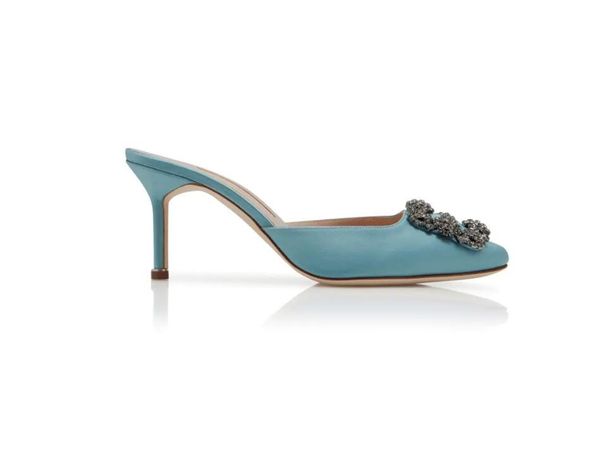 women dress pump slipperligh blue satin jewel buckle mules sandals strass high heel shoes pointed toe party wedding pumps, Black
women dress pump slipperligh blue satin jewel buckle mules sandals strass high heel shoes pointed toe party wedding pumps, Black