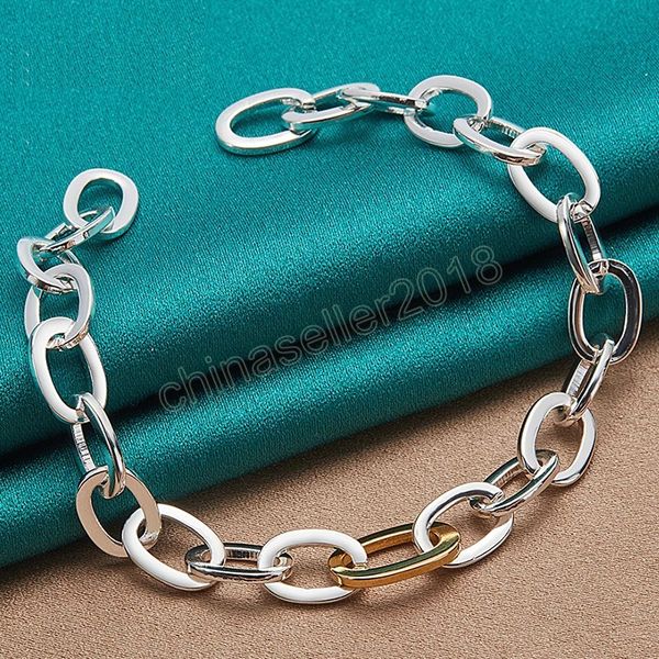 925 sterling silver gold chain ring circle bracelet for woman man charm wedding engagement party fashion jewelry, Black
925 sterling silver gold chain ring circle bracelet for woman man charm wedding engagement party fashion jewelry, Black