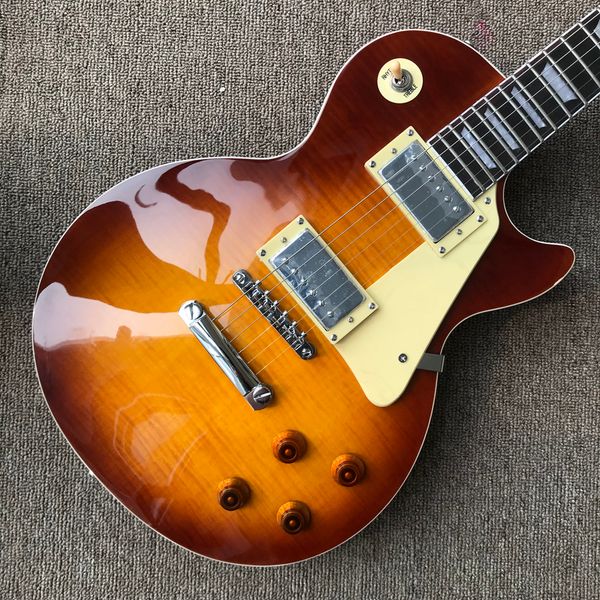 rosewood fingerboard electric guitar, chrome hardware, dark sunburst, flame maple solid mahogany body guitar, 001
rosewood fingerboard electric guitar, chrome hardware, dark sunburst, flame maple solid mahogany body guitar, 001