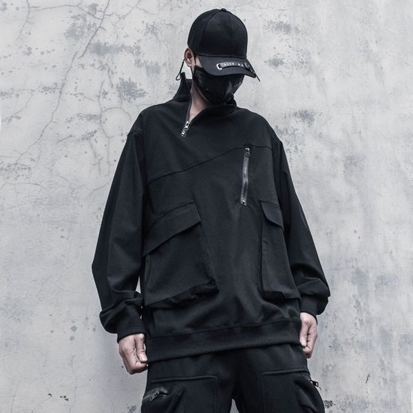 multi pocket half zipper turtleneck easing function men's clothes harajuku hiphop streetwear oversized sweatshirt 220816, Black
multi pocket half zipper turtleneck easing function men's clothes harajuku hiphop streetwear oversized sweatshirt 220816, Black