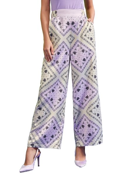 x laury scarf print pocket wide leg pants t9ls#, Black;white