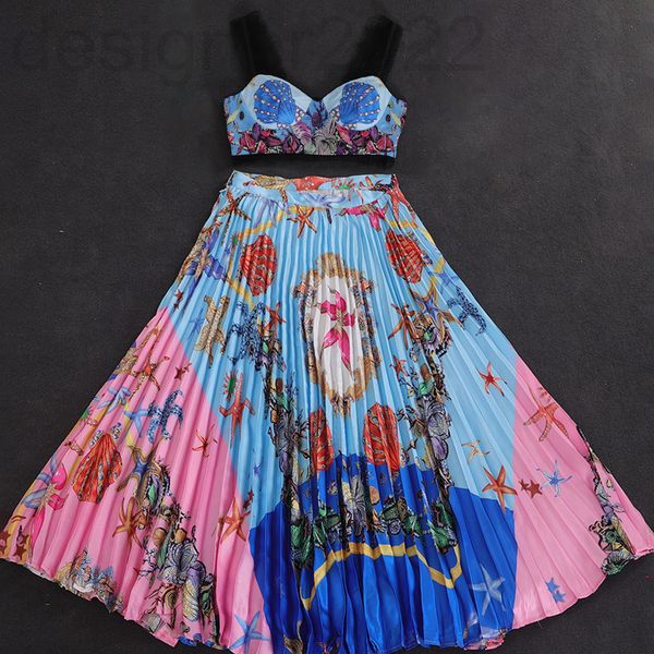 two piece dress designer baroque resort style starfish suspender vest + printed high waist beach wind pressure fold skirt i8t3, White
two piece dress designer baroque resort style starfish suspender vest + printed high waist beach wind pressure fold skirt i8t3, White