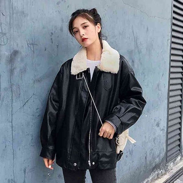 zoki autumn wool jacket women pu leather warm jacket black faux fur coats oversize lady street outwear korean fashion new l220728
zoki autumn wool jacket women pu leather warm jacket black faux fur coats oversize lady street outwear korean fashion new l220728