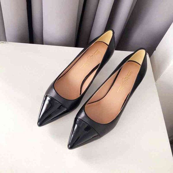 sandals spring pointed patent leather color matching single shoes sheepskin upper inner heel high shallow mouth thin women's, Black
sandals spring pointed patent leather color matching single shoes sheepskin upper inner heel high shallow mouth thin women's, Black