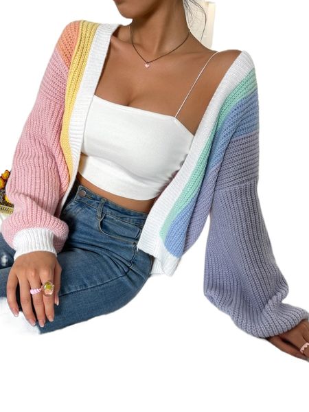 colorblock drop shoulder duster cardigan c92t#, White;black 
colorblock drop shoulder duster cardigan c92t#, White;black