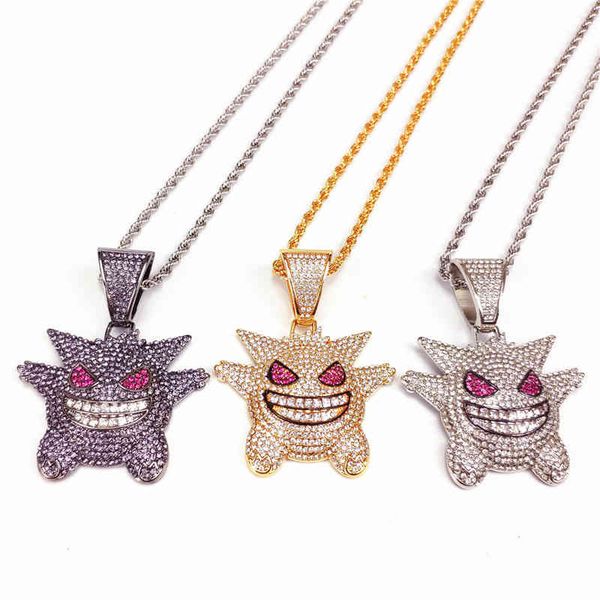 personality funny elf geng ghost grey wolf cartoon micro inlaid purple color zircon hip hop pendant necklace, Silver
personality funny elf geng ghost grey wolf cartoon micro inlaid purple color zircon hip hop pendant necklace, Silver