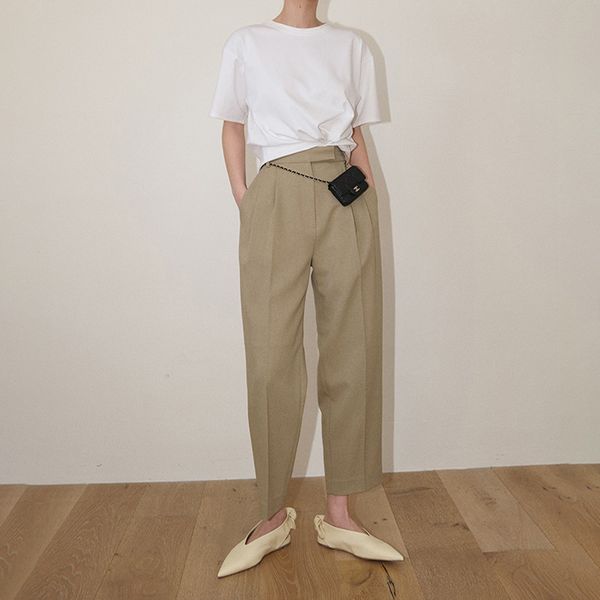 women pants early autumn all-match slim high waist nine-point suit pants women casual pants, Black;white
women pants early autumn all-match slim high waist nine-point suit pants women casual pants, Black;white
