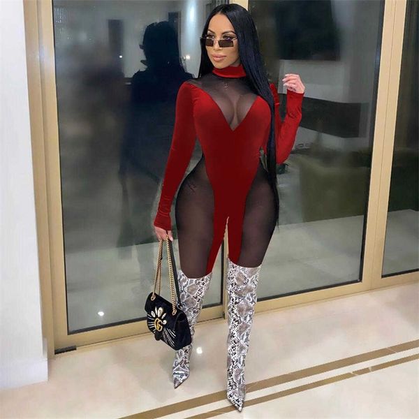black red pink mesh velvet patchwork skinny rompers women jumpsuit see through night club bodycon wild bodystocking rompers 210709, Black;white
black red pink mesh velvet patchwork skinny rompers women jumpsuit see through night club bodycon wild bodystocking rompers 210709, Black;white