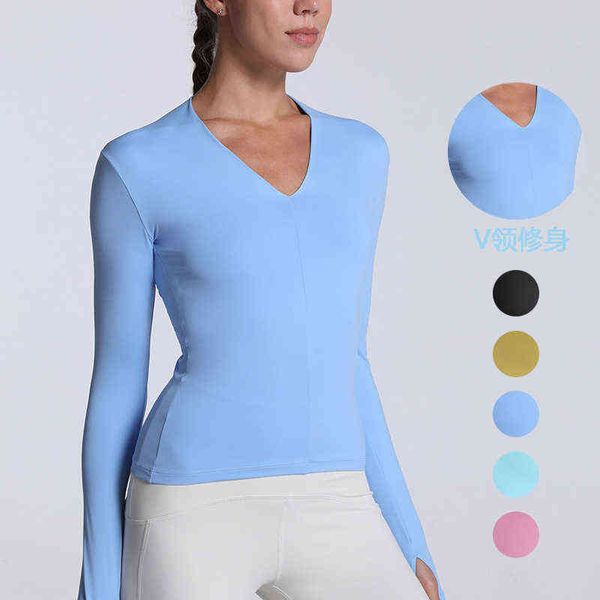 female yoga clothes tight long sleeve fitness sports v-neck elastic slim dance training t-shirt, Gray
female yoga clothes tight long sleeve fitness sports v-neck elastic slim dance training t-shirt, Gray