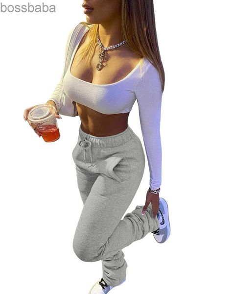 2023 women pants stacked sweatpants spring sports casual drawstring trousers stack with pockets ladies leggings, White
2023 women pants stacked sweatpants spring sports casual drawstring trousers stack with pockets ladies leggings, White