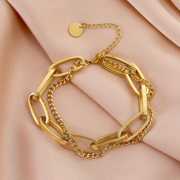 charm bracelets minar multilayers gold color stainless steel bracelet punk chunky chain metal for women female, Golden;silver
charm bracelets minar multilayers gold color stainless steel bracelet punk chunky chain metal for women female, Golden;silver