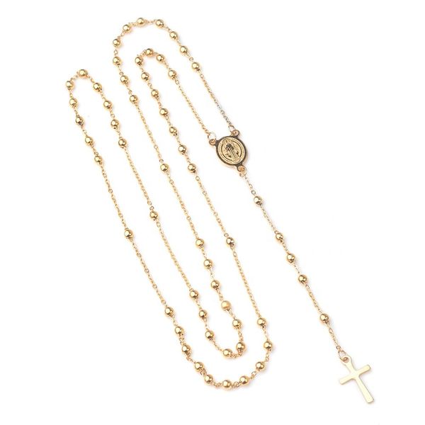 st benedict gold plated stainls steel religious long rosari virgin mary cross necklace catholic rosary, Silver
st benedict gold plated stainls steel religious long rosari virgin mary cross necklace catholic rosary, Silver