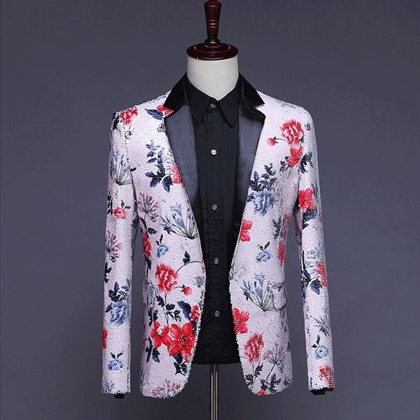 fancy sequin blazer men slim fit nightclub stage singer perform floral glitter suit jacket men wedding groom prom blazer hombre 220809, White;black
fancy sequin blazer men slim fit nightclub stage singer perform floral glitter suit jacket men wedding groom prom blazer hombre 220809, White;black