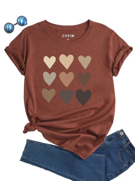 heart print crew neck tee g2qc#, White
heart print crew neck tee g2qc#, White