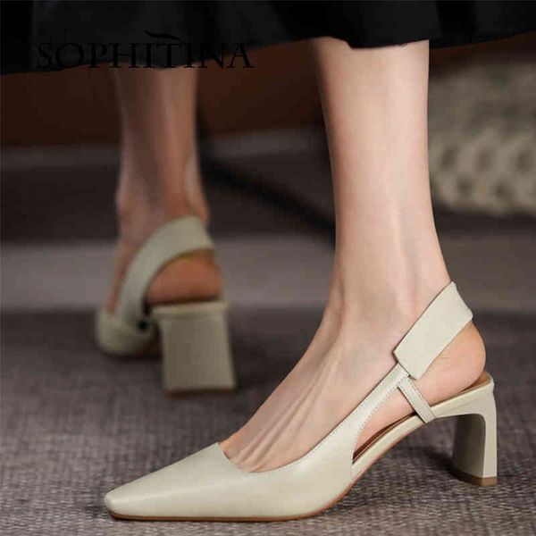 sophitina genuine leather retro pumps shoes for women heels comfortable slingback office lady spring summer square toe fo314 210513, Black 
sophitina genuine leather retro pumps shoes for women heels comfortable slingback office lady spring summer square toe fo314 210513, Black