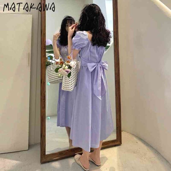 french bow tie dress women purple long robe square collar retro vestido feminino puff sleeve summer dresses 210506, Black;gray
french bow tie dress women purple long robe square collar retro vestido feminino puff sleeve summer dresses 210506, Black;gray