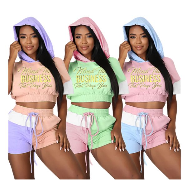 new arrivals letter print splicing tracksuits for women short sleeve hooded crop and drawstring shorts casual 2 piece sets b10027, Gray
new arrivals letter print splicing tracksuits for women short sleeve hooded crop and drawstring shorts casual 2 piece sets b10027, Gray