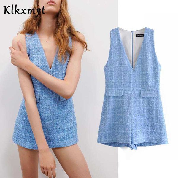 klkxmyt za jumpsuit women blue textured plaid short casual spring v neck sleeveless elegant palysuits woman combishort 210527, Black;white
klkxmyt za jumpsuit women blue textured plaid short casual spring v neck sleeveless elegant palysuits woman combishort 210527, Black;white