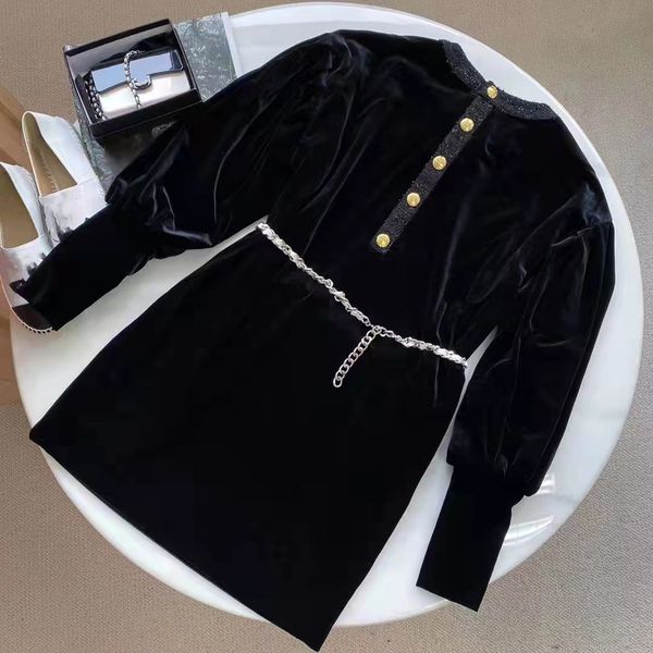 designer women dress cc brand 2022 spring/summer new classic velvet round neck long sleeve dresses slim noble elegant luxury dress coat whol, Black;gray
designer women dress cc brand 2022 spring/summer new classic velvet round neck long sleeve dresses slim noble elegant luxury dress coat whol, Black;gray