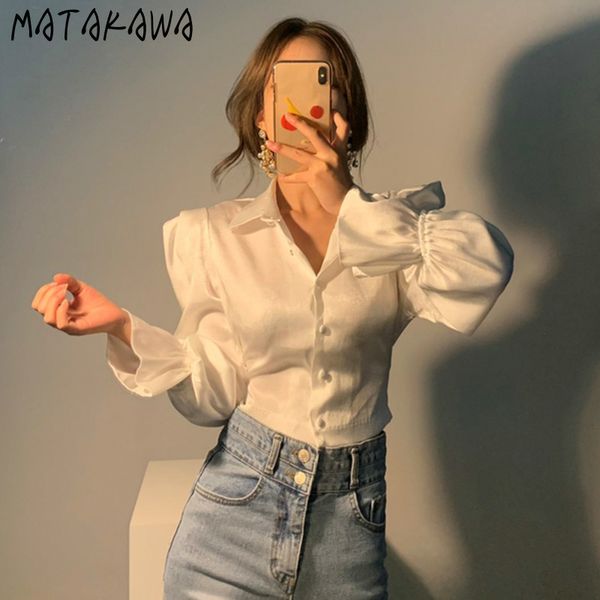 back bandage shows thin flared sleeve short shirt for women korean chic autumn blusas french retro silky satin blouses 210506, White
back bandage shows thin flared sleeve short shirt for women korean chic autumn blusas french retro silky satin blouses 210506, White