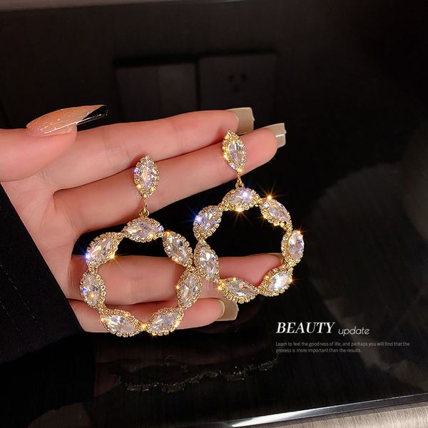 925 silver needle zircon crystal circle eardrops european and american fashion new style tide earrings graceful online influencer exaggerate, Golden
925 silver needle zircon crystal circle eardrops european and american fashion new style tide earrings graceful online influencer exaggerate, Golden
