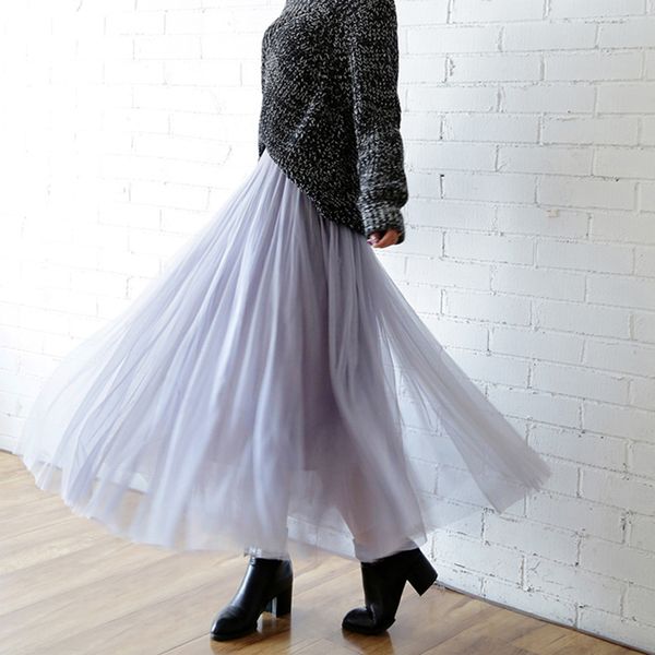 2022 autumn winter vintage tulle skirt women elastic high waist mesh skirts long pleated tutu skirt female jupe longue for mother's day, Black
2022 autumn winter vintage tulle skirt women elastic high waist mesh skirts long pleated tutu skirt female jupe longue for mother's day, Black