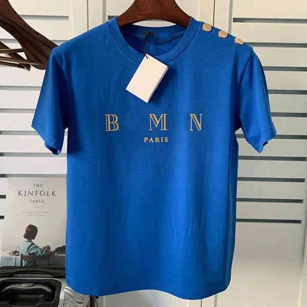 designer luxury 2022ss spring summer new bal shoulder gold button bronzed letter cotton loose t-shirt couple, White;black
designer luxury 2022ss spring summer new bal shoulder gold button bronzed letter cotton loose t-shirt couple, White;black