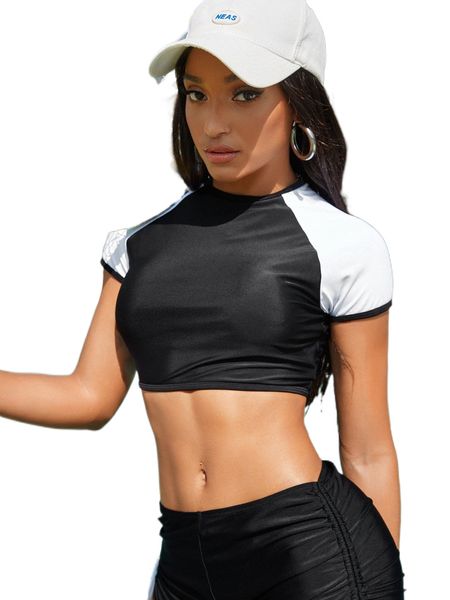 colorblock raglan sleeve bikini 03n2#, White;black
colorblock raglan sleeve bikini 03n2#, White;black