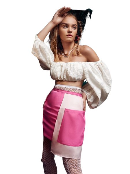 x panuco two tone asymmetrical hem skirt z157#, Black
x panuco two tone asymmetrical hem skirt z157#, Black