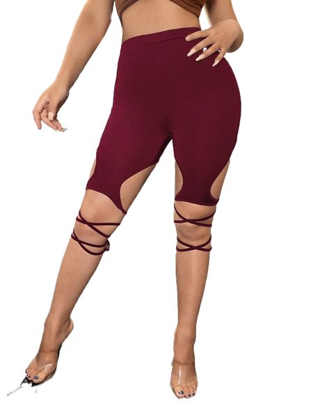 sxy lace up asymmetrical hem biker shorts q3ur#, White;black