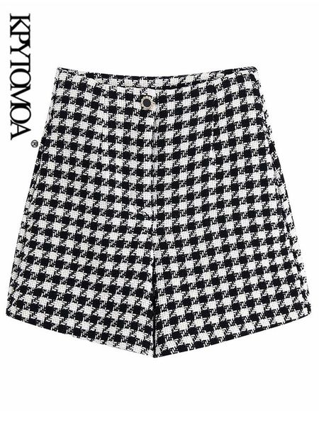 kpytomoa women fashion houndstooth tweed bermuda shorts vintage high waist zipper fly female short pants mujer 220504, White;black
kpytomoa women fashion houndstooth tweed bermuda shorts vintage high waist zipper fly female short pants mujer 220504, White;black