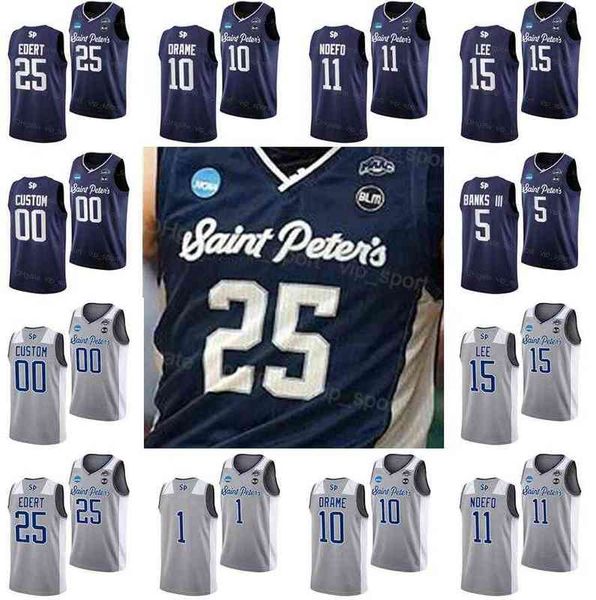 ncaa 25 doug edert college basketball saint peter's peacocks jersey 5 daryl banks iii 11 kc ndefo 15 matthew lee 10 fousseyni drame 14, Black