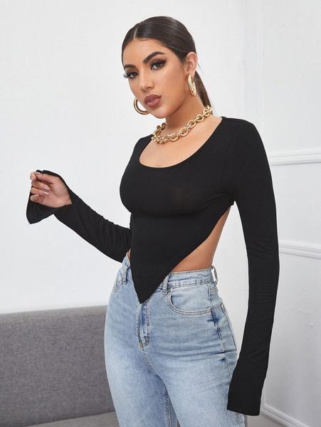 split cuff hanky hem crop h9aq#, White
