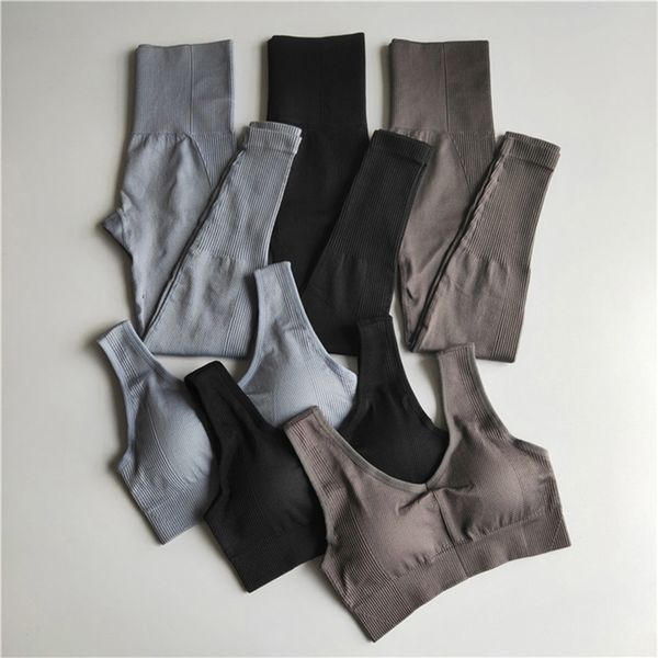 2 piece set women seamless yoga fitness clothing high waist leggings+sport bra gym workout clothes woman jogging sportwear 220317, Gray
2 piece set women seamless yoga fitness clothing high waist leggings+sport bra gym workout clothes woman jogging sportwear 220317, Gray
