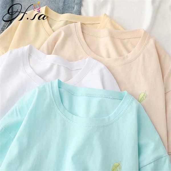 hsa fashion t-shirt female white short sleeve little leaf embroidered parent-child short sleeve solid couple wear 210716 
hsa fashion t-shirt female white short sleeve little leaf embroidered parent-child short sleeve solid couple wear 210716