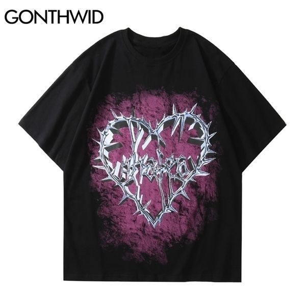 gonthwid oversized tees shirts hip hop chain heart print punk rock gothic tshirts streetwear fashion harajuku casual cotton 220607, White;black
gonthwid oversized tees shirts hip hop chain heart print punk rock gothic tshirts streetwear fashion harajuku casual cotton 220607, White;black