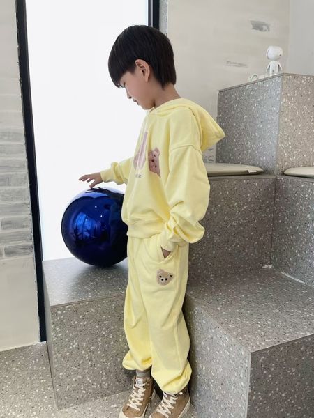 baby sets kid designer clothe two piece pullover hooded bear print with letters yellow, White
baby sets kid designer clothe two piece pullover hooded bear print with letters yellow, White