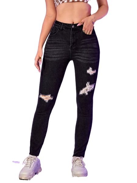 high waisted ripped skinny jeans 91it#, Blue
high waisted ripped skinny jeans 91it#, Blue