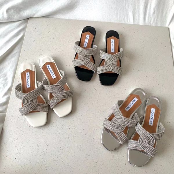 aquazzura women slippers new designer sandals wedding dress shoes foam slides set auger slingback party beach outdoor flat slipper with box, Black
aquazzura women slippers new designer sandals wedding dress shoes foam slides set auger slingback party beach outdoor flat slipper with box, Black
