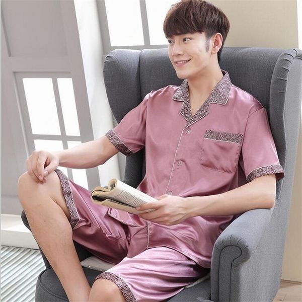 mens pajamas summer horts pajamas men satin pajamas patchwork turndown collar button sleepwear male elastic waist pijama t200813, Black;brown
mens pajamas summer horts pajamas men satin pajamas patchwork turndown collar button sleepwear male elastic waist pijama t200813, Black;brown