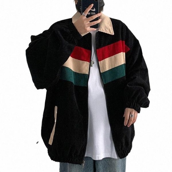 corduroy jacket men's fashion contrast color casual street wear wild loose hip hop bomber jackets w2iq#, Black;brown
corduroy jacket men's fashion contrast color casual street wear wild loose hip hop bomber jackets w2iq#, Black;brown