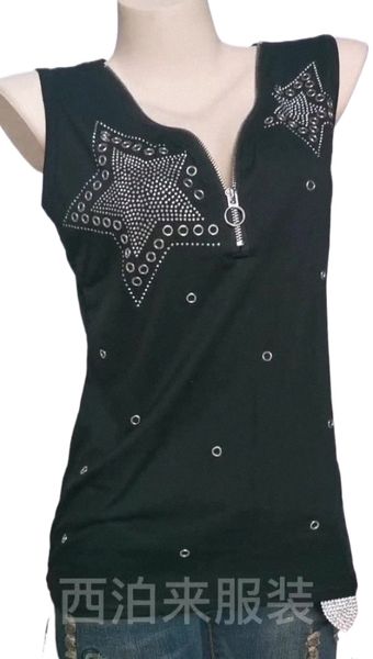 t301# cross-border amazon wall code us v-neck diamond fashion sleeveless solid color slim vest s83f#, White
t301# cross-border amazon wall code us v-neck diamond fashion sleeveless solid color slim vest s83f#, White