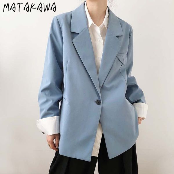 high sense notched blazer women autumn onebutton loose solid suit winter clothes 210506, White;black
high sense notched blazer women autumn onebutton loose solid suit winter clothes 210506, White;black