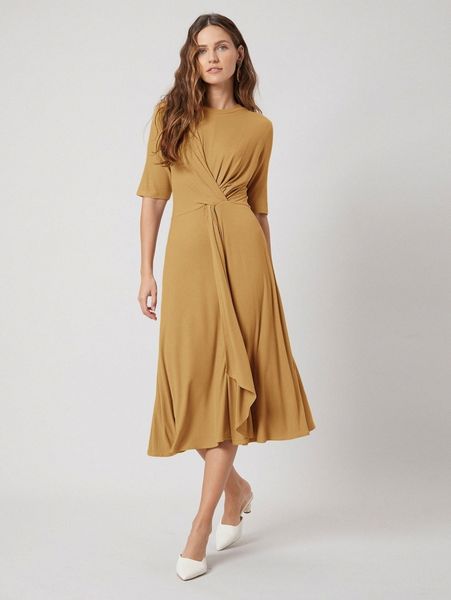 motf premium bamboo fiber twist dress c518#, Black;gray