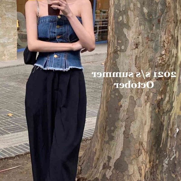 women's tanks & camis 2022 summer style versatile elegant sweet spice girl slim fit denim bra vest + high waist and wide leg trousers f, White
women's tanks & camis 2022 summer style versatile elegant sweet spice girl slim fit denim bra vest + high waist and wide leg trousers f, White