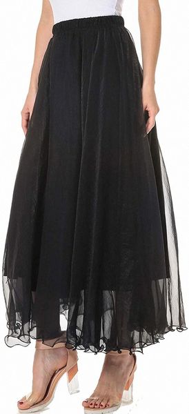 womens full/ankle length elastic waist pleated beach maxi chiffon summer long skirt big hem double layer c6im#, Black;gray
womens full/ankle length elastic waist pleated beach maxi chiffon summer long skirt big hem double layer c6im#, Black;gray